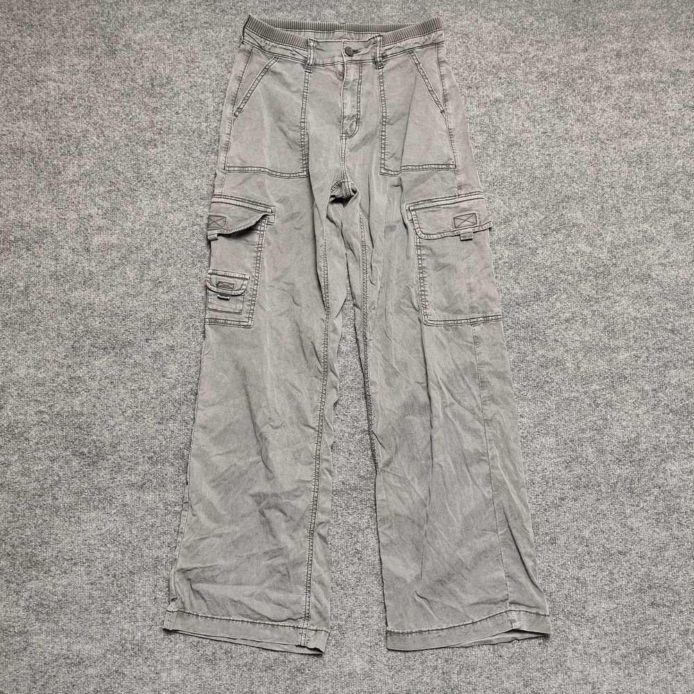 American Eagle Outfitters Cargo Pants Womens 0 Gray Wide Leg Stretch Utility